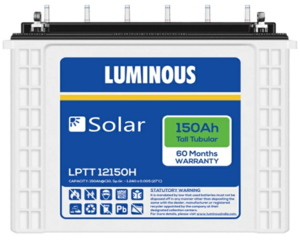 LUMINOUS SOLAR BATTERY - 100 AH - Tall Tubular - LPTT12150H